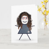 Carte Stick Girl pour soeur (Fleur jaune)