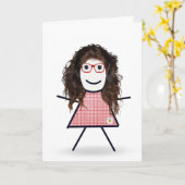 Carte Stick Girl pour soeur (Fleur jaune)