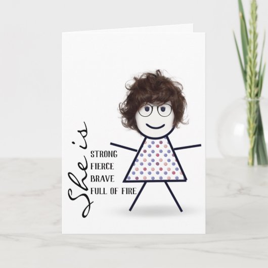 Carte Stick Girl with Hair For Mom (Devant)