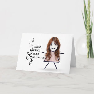 Carte Stick Girl with Hair for Mom