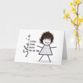 Carte Stick Girl with Hair for Mom's Birthday (Fleur jaune)