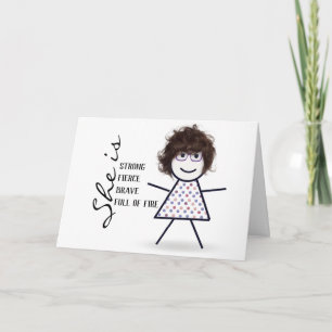 Carte Stick Girl with Hair for Mom's Birthday