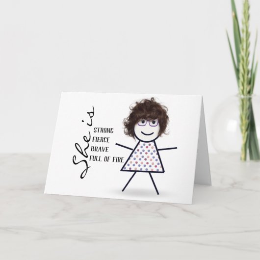 Carte Stick Girl with Hair for Mom's Birthday (Devant)