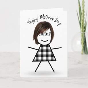 Carte Stick Girl with Hair for Mother's Day