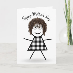 Carte Stick Girl with Hair for Mother's Day