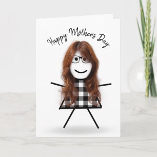 Carte Stick Girl with Hair for Mother's Day