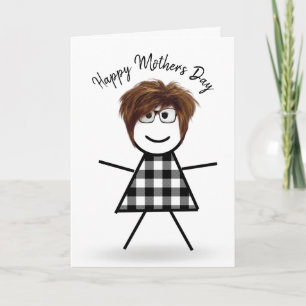 Carte Stick Girl with Hair for Mother's Day