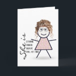 Carte Stick Girl with Hair For Sister<br><div class="desc">Mignonne fille bâton avec cheveux,  lunettes,  et robe florale sur un arrière - plan blanc pour l'anniversaire de la soeur. La couleur Arrière - plan peut être modifiée.</div>
