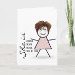 Carte Stick Girl with Hair For Sister<br><div class="desc">Mignonne fille bâton avec cheveux,  lunettes,  et robe florale sur un arrière - plan blanc pour l'anniversaire de la soeur. La couleur Arrière - plan peut être modifiée.</div>