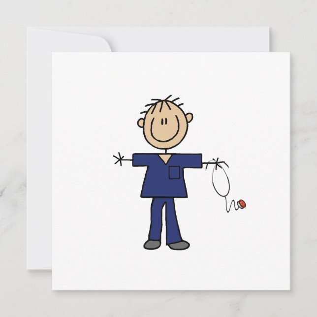 Carte Stick mâle Figure Infirmière Peau moyenne (Devant)