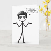 Carte Stick Man with Hair Humour Anniversaire (Fleur jaune)