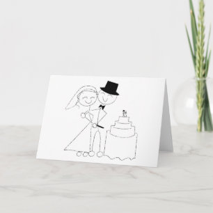 Carte Stick souriant Figure Couple coupe le gâteau Maria