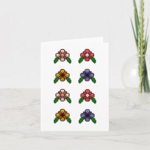 Carte Sticker Pixel Art Floral (rose pâle)