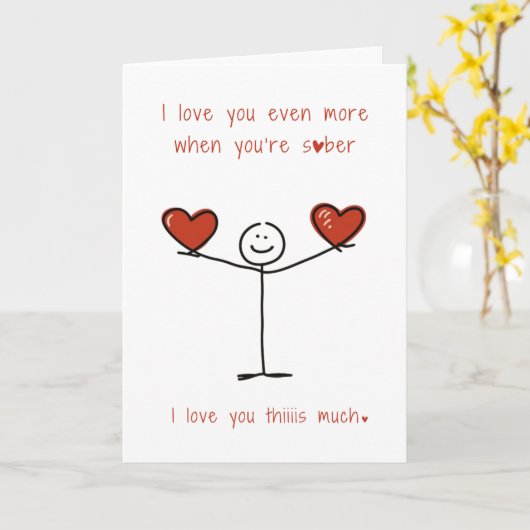 Carte Stickman Sobriety mignon et drôle Saint Valentin (Fleur jaune)