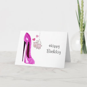 Carte Stiletto rose et l'art du cochon volant