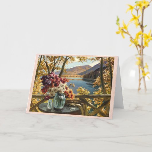 Carte Still Life on a Terrace, Constantin Westchiloff (Fleur jaune)