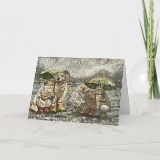 Carte Still Together Whimsical Farmhouse Animals Rainy (Devant)