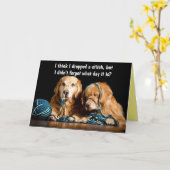Carte Stitches Golden Retrievers Funny Birthday (Fleur jaune)