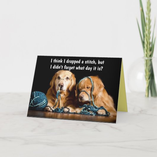 Carte Stitches Golden Retrievers Funny Birthday (Devant)