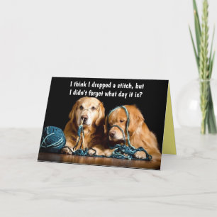Carte Stitches Golden Retrievers Funny Birthday St