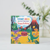 Carte "Stomp, Rar & Fête Un Peu Plus Dino Kids Design (Debout devant)