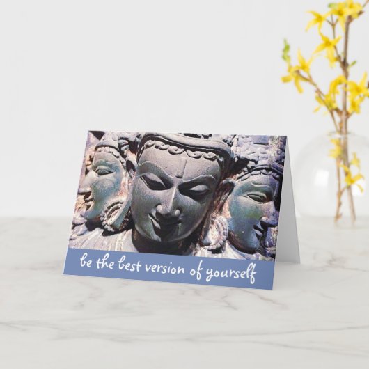 Carte Stone Bouddha Visages Script Be Best Version Citat (Fleur jaune)