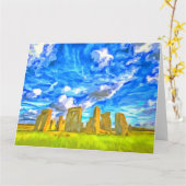 Carte Stonehenge Pop Art (Fleur jaune)