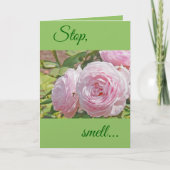 CARTE "STOP...SMELL...AND REMEMBER THE ROSE'S SWEET ..." (Devant)