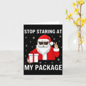 Carte Stop Staring At My Package Christmas Adult Humor F (Fleur jaune)
