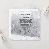 Carte Stopper par Woods Soirée Neige Robert Frost Poème (Devant/Arrière en situation)