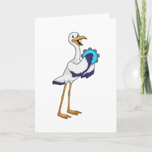 Carte Stork en musicien avec Tambourine