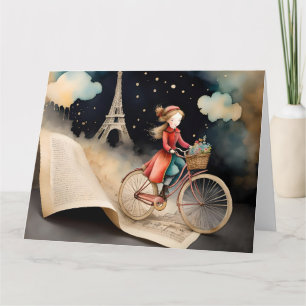 Carte Storybook Watercolor Paris Vélo