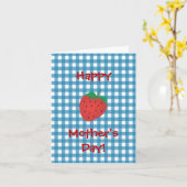 Carte Strawberry on Blue Gingham (Fleur jaune)