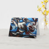 Carte street art bleu (Fleur jaune)