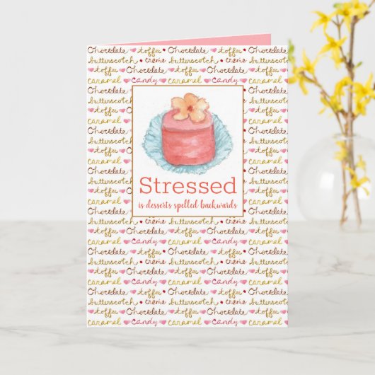 Carte Stress Est Desserts Écrits À L'Arrière Soyez Calme (Fleur jaune)