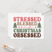 Carte Stressée, Bénie, et Obsédée de Noël (Devant/Arrière en situation)