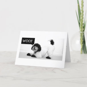 CARTE STRETCHING PUP VEUT SAUTER POUR JOY BANTHDAN CARD