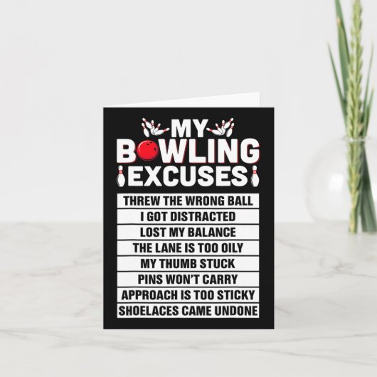 Carte Strike And Smile Co Tee Funny Bowling Excuses (Devant)