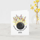 Carte STRIKE ! Bowling Ball and Pins (Fleur jaune)