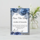 CARTE STRIPÉ BLACK BLUE FLORAL BORDER ENREGISTRER LA DAT (Debout devant)