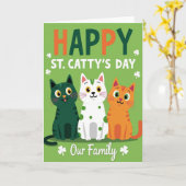 Carte Striped Cat Family Card (Fleur jaune)