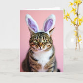 Carte Striped Cat Festive Ears Portrait Card (Fleur jaune)