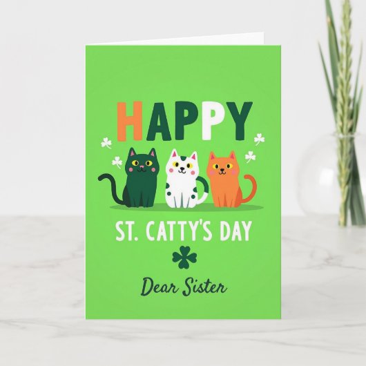 Carte Striped Cat Happy St Cattys Day Card (Devant)