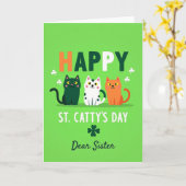 Carte Striped Cat Happy St Cattys Day Card (Fleur jaune)