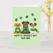 Carte Striped Dogs Happy Day Son Card (Fleur jaune)