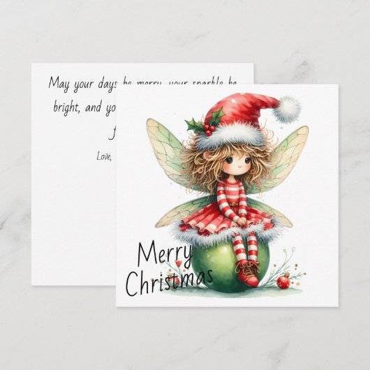 Carte Striped Ornament Fairy – Holiday Card (Devant / Derrière)