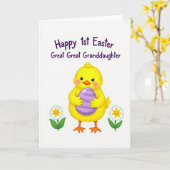 Carte Striped Oval Happy Easter Card (Fleur jaune)