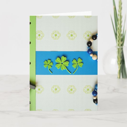 Carte Striped Shamrock Pattern Card (Devant)