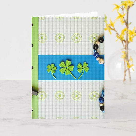 Carte Striped Shamrock Pattern Card (Fleur jaune)