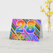 Carte Stripes colorées + Motif arc-en-ciel "28 ans !" (Fleur jaune)